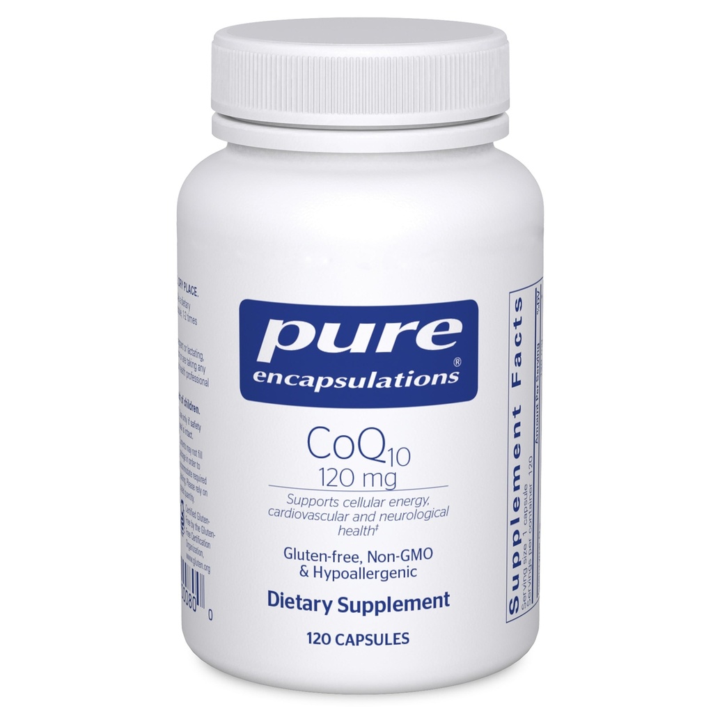 Ren innkapslinger CoQ10 120 mg - Coenzym Q10 Supplement for hjertehelse, energi, antioksidanter, hjerne- og minnehelse - Cellular Health, kognisjon og kardiovaskulær støtte* - 120 Kapsler