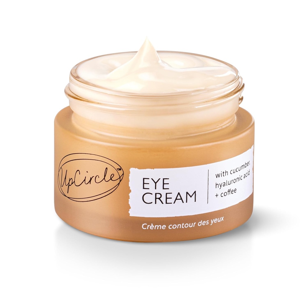 UPCIRCLE Eye Cream med kaffe og hyaluronsyre 0.5 FL OZ - For mørke sirkler, Puffiness + Wrinkles - Glycerin, Maple Bark + Cucumber ekstrakt - Naturlig, Vegansk + Cruelty-Free