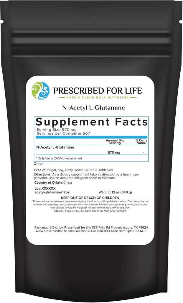 For livet N Acetyl L Glutamin pulver, ren L Glutamin Aminosyrer Supplement (12oz / 340g)