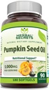 Herbal Secrets Pumpkin Seed Oil 1000 Mg Supplement | 180 Softgels | Ikke-GMO | Glutenfri | Laget i USA