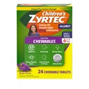 Zyrtec barns dye-fri Chewables for 24 timers allergi relief, 10 mg cetirizin hydroklorid antihistaminer tabletter, barn allergi medisin lindrer sneezing & kløe Throat, Grape, 24 ct