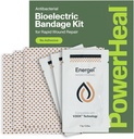 PowerHeal Bioelectric Bandage Kit for sårpleie og healing - Enkelt lag, ingen klesmerker inkluderer sårhydrogel, kan kuttes for å passe - for kutt, sliper, blemmere, Burns - 3-Pack, 4\" x 4 \"