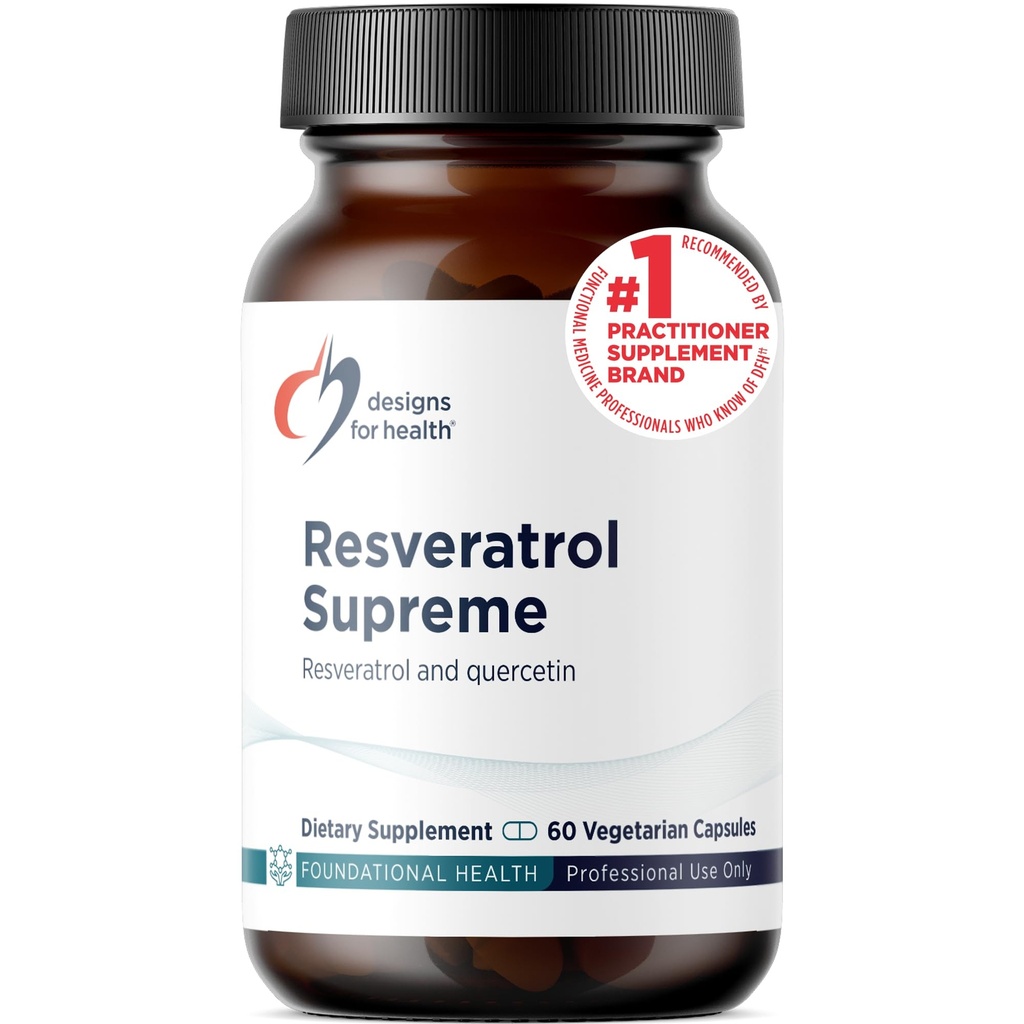 Designs for helse Resveratrol Supreme - Trans Resveratrol fra japanske Knotweed + Quercetin - Sunn aldring + kardiovaskulær støtte Supplement, ikke-GMO (60 kapsler)