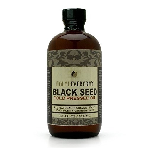 Ren og kald presset svart frøolje - 8 oz glassflaske - NON-GMO og Vegan - Nigela Sativa - Hexane Gratis - Halal Certified - Ufiltrert, Dark og Potent - Naturlig kilde til Nigellone og Thymoquinon