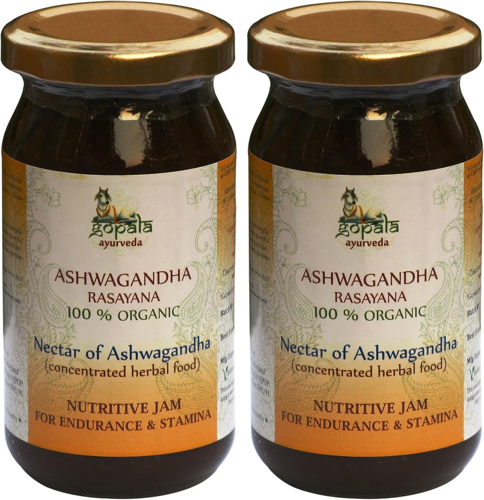 Gopala Ayurveda Ashwagandha Rasayana 250g - Ayurvedic Herbal Jam laget med 100% USDA sertifisert økologiske urter (pakke med 2)