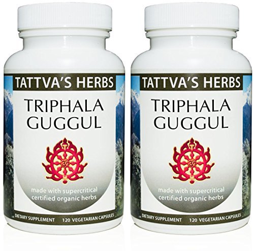 Triphala Guggul Herbal Supplement, Ayurveda Herbal Kosttilskudd, Digestiv helse og støtte, Triphala pulver Kapsler, 240 Count (2 Pack), 25 års Premium Service