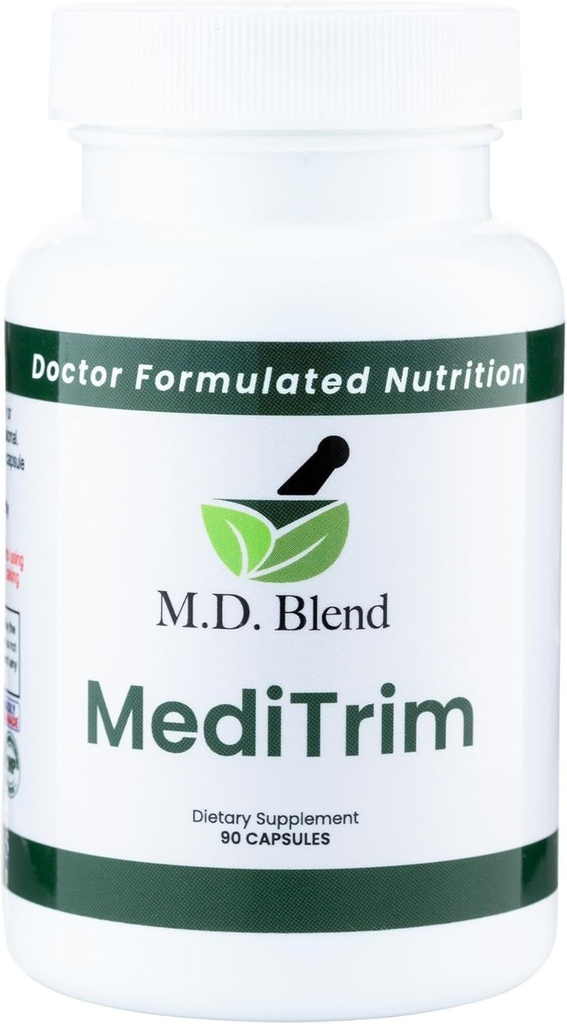 M.D. MediTrim - Ekspertformulert kosttilskudd energi, tilfredshet, og fysiologiske mål - glatt systembalanse - Grønn kaffebønne, grønn te, Apple Cider Vinegar, Hibiscus - 90 kapsler