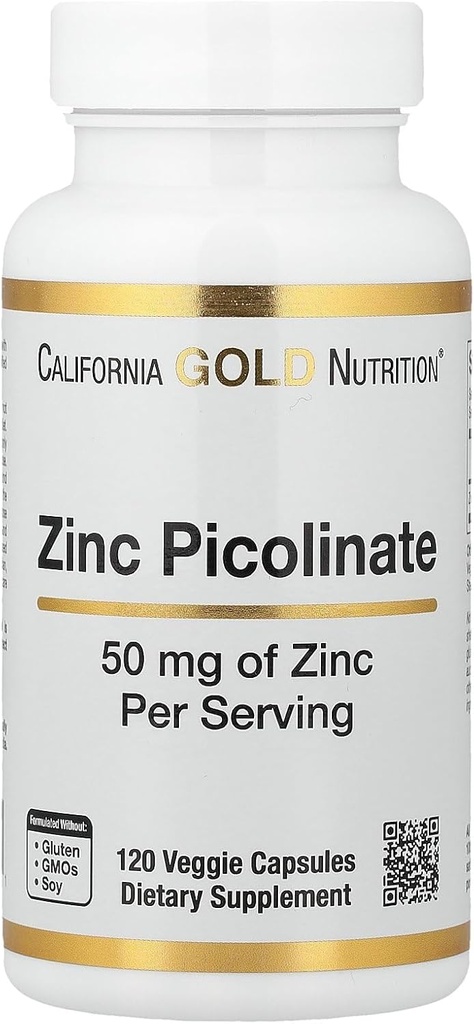 Sink Picolinat, Biotilgjengelig form av sink, støtter immunhelse, 50 mg, 120 Veggie kapsler