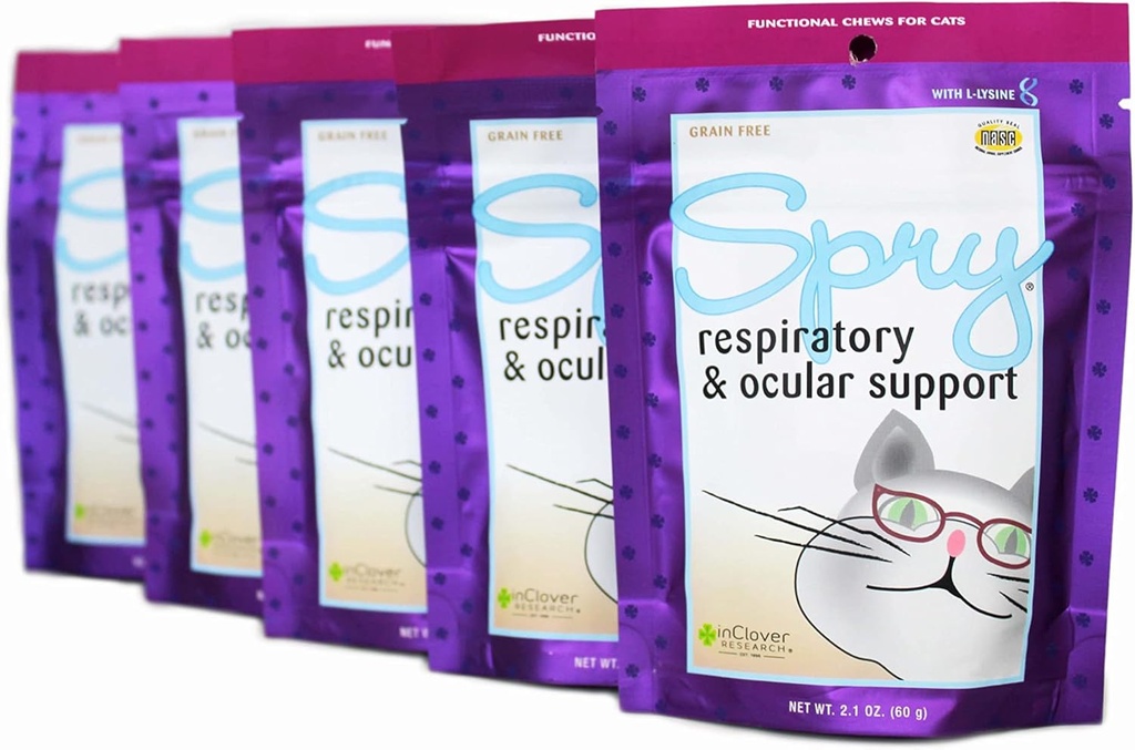 I Clover Spry, Cat Eye Care Support, L-Lysine Cat Treat Supplement, Cat Immune Support Supplement, Cat Helse Daglig behandling, Prebiotic Cat Health Support, Katt Antioksidant Respiratorisk helse for katter