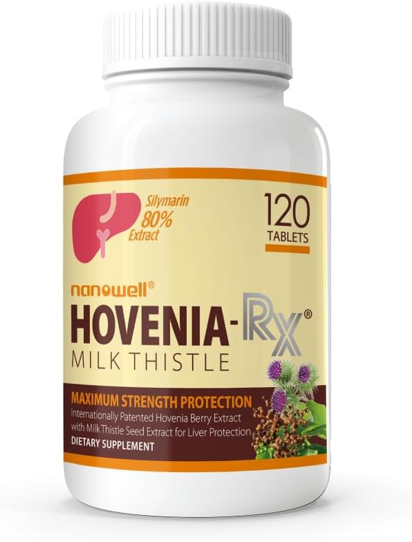 NANOWELL Hovenia-RX Melk Thistle - Liver Support Supplement med 80% Silymarin Melke Thistle Seed Extract - 120 tabletter, 30 dagers forsyning