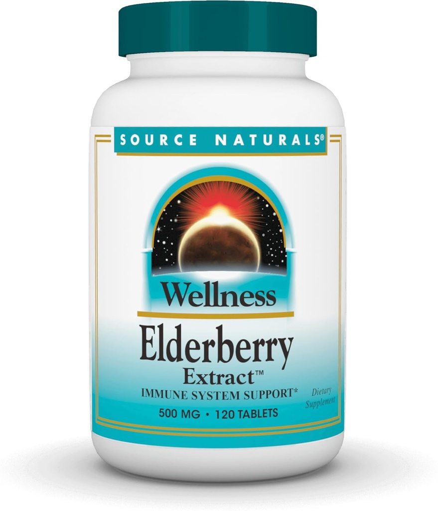 Kilde Naturals wellness eldrebær ekstrakt for immunsystem støtte* - 500 mg, 120 tabletter
