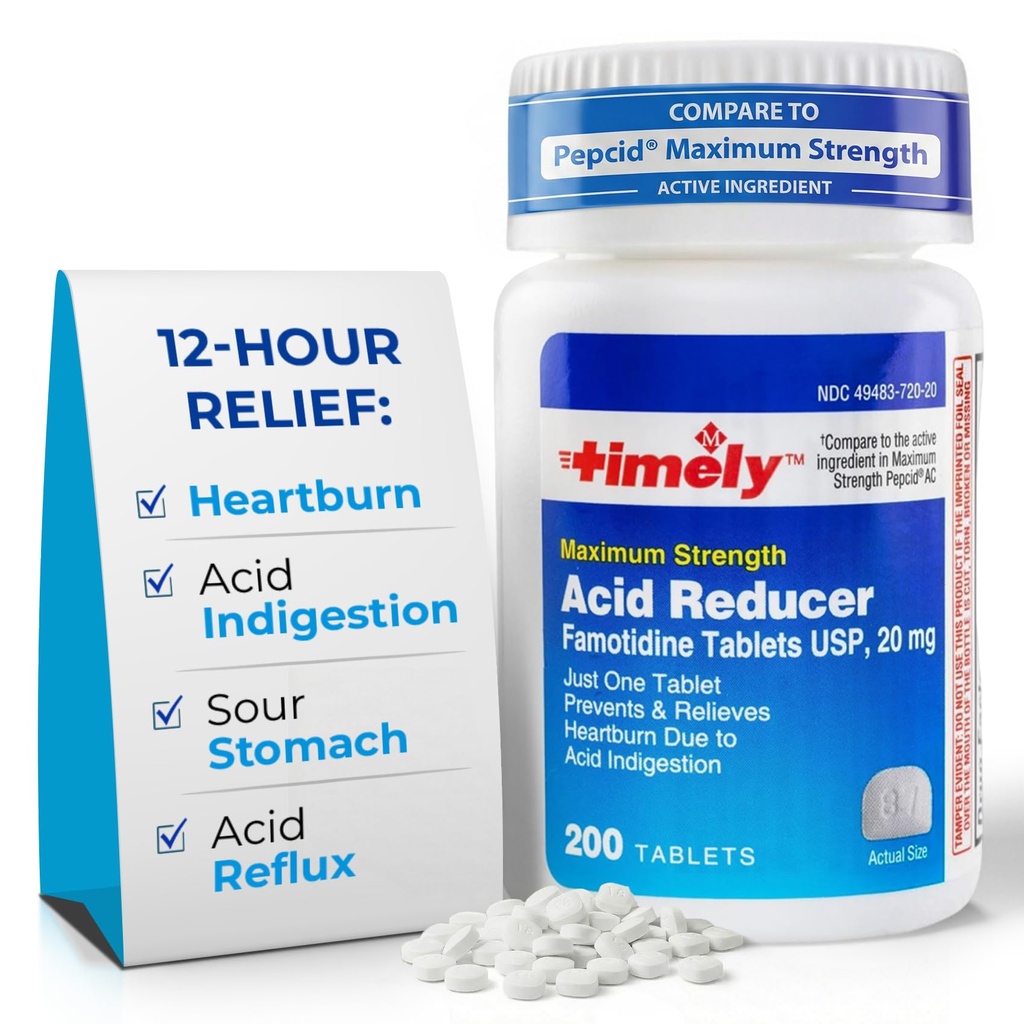 Tidlig syre Reduserer Famotidin 20 mg - Anatcid Acid Reflux medisin for Heartburn Relief og syreforedling symptomer - 200 tabletter