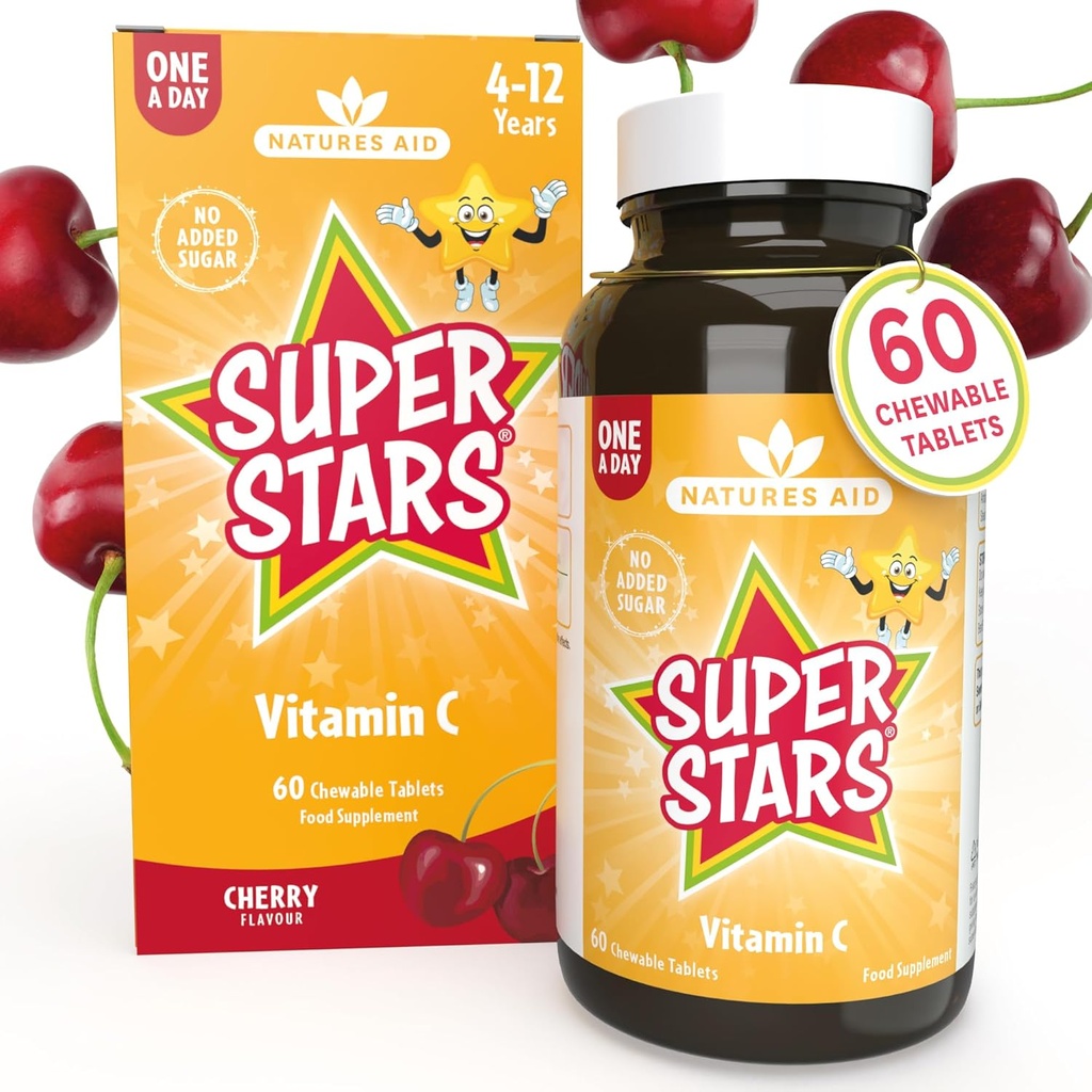 Hemir Natures hjelpe Super Stars Vitamin C for barn 4-12 år, 60 Chewable tabletter