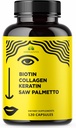 HERBALICIOUS Biotin vitaminer med kollagen, keratin og så Palmetto for kvinner og menn - Biotin 10000 mhg Håret negler Supplement for hår, hud og negler velvære - laget i USA, 120 kapsler