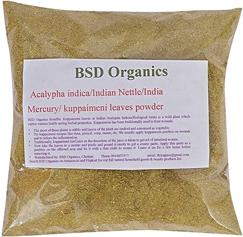 Leaves pulver av Acalypha Indica/Indisk Nettle/Indisk Mercury/Indisk Copperleaf/kuppaimeni (200 gram / 7 Ounce)
