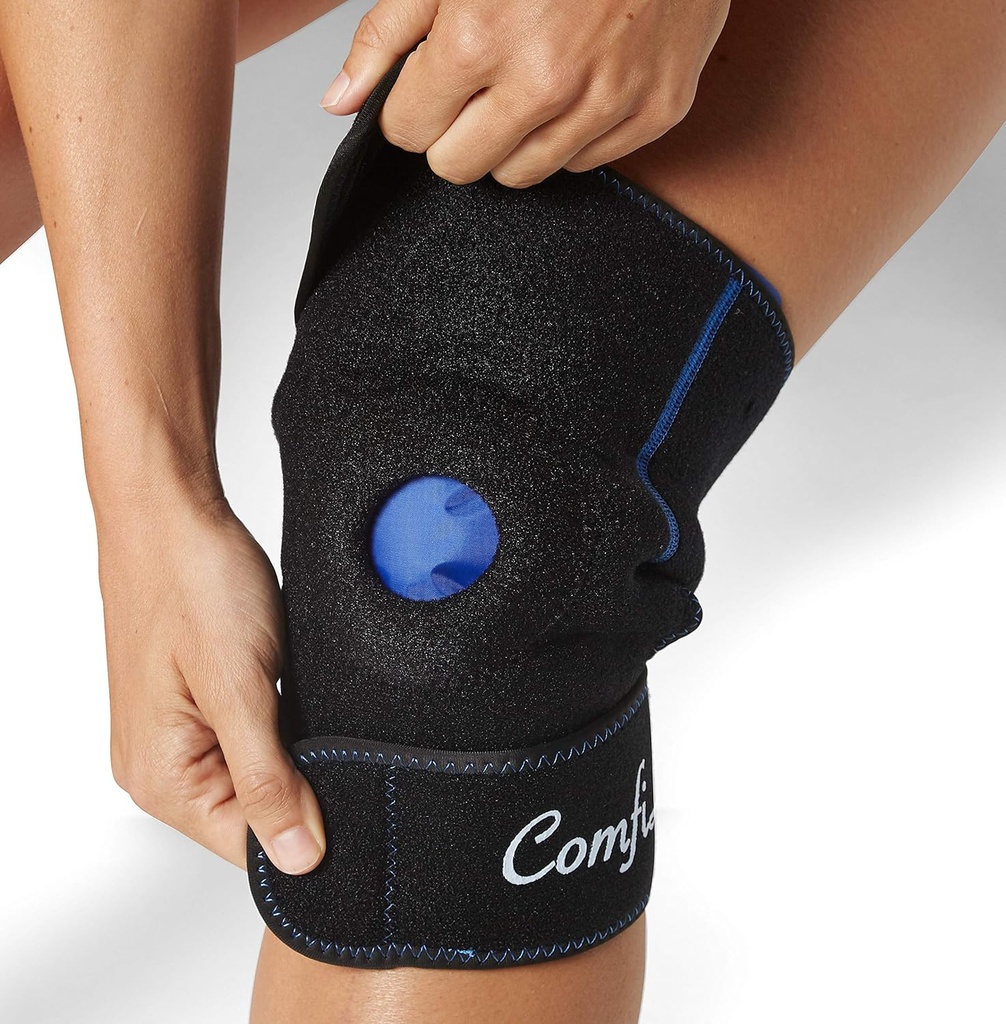 ComfiLife Knee Ice Pack med Wrap Reusable Hot & Cold Therapy Gel Pack Justerbar komprimeringsstøtte for skade, smerte, kirurgi, ledgikt, meniscus og mer