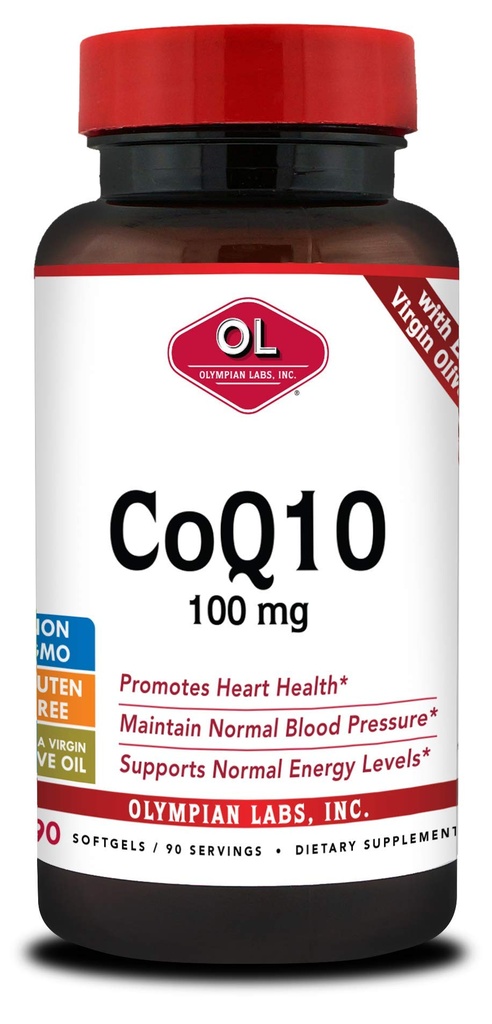 Olympian Labs Coenzym Q10 100mg Softgels formulert med Extra Jomfru Olive Olje, hjerte helse støtte, cellebeskyttelse fra gratis radikaler
