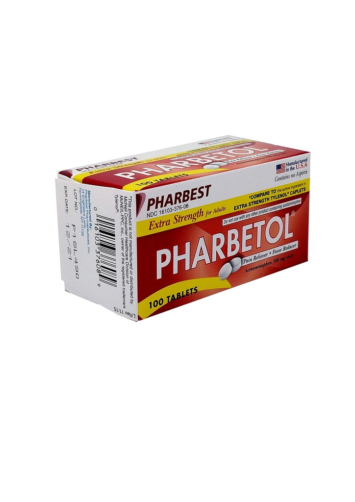 Pharbetol 500mg ekstra styrke tabletter 100 greve (vanlig ekstra styrke)