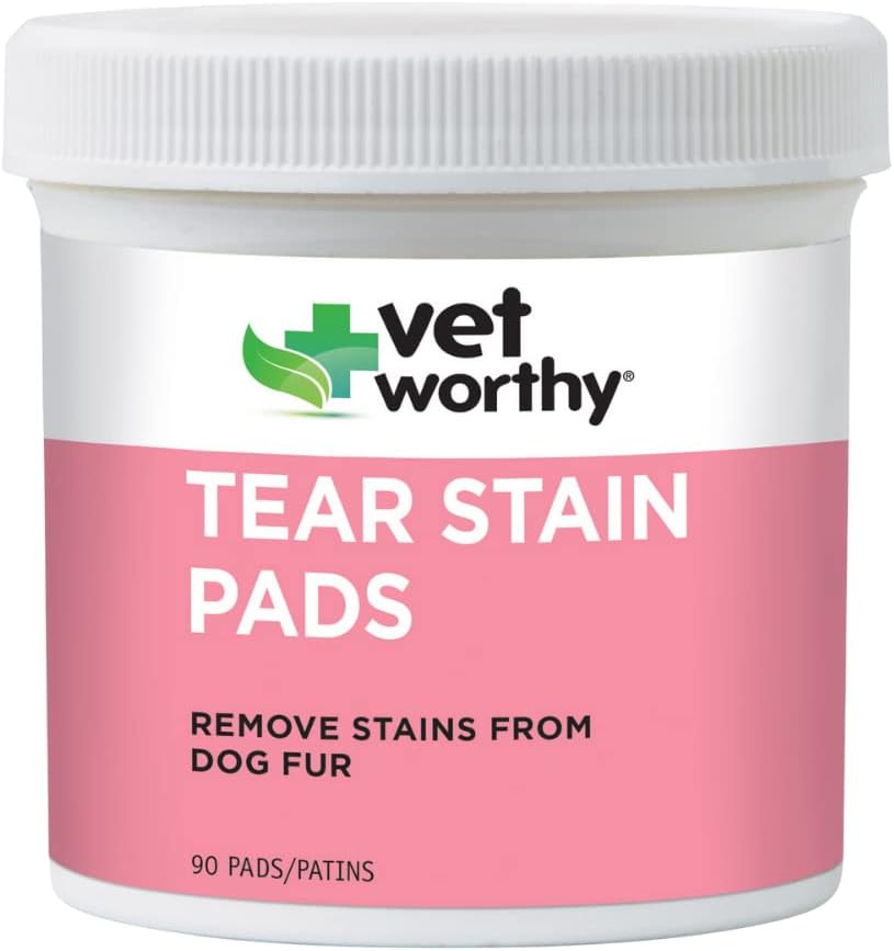 Vet Worthy Tear Stain Pads for hunder - Løsning soaked Pads - Fjerne Stains fra Hunder Fur - Gentle og Safe - 90 Pads.