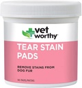 Vet Worthy Tear Stain Pads for hunder - Løsning soaked Pads - Fjerne Stains fra Hunder Fur - Gentle og Safe - 90 Pads.