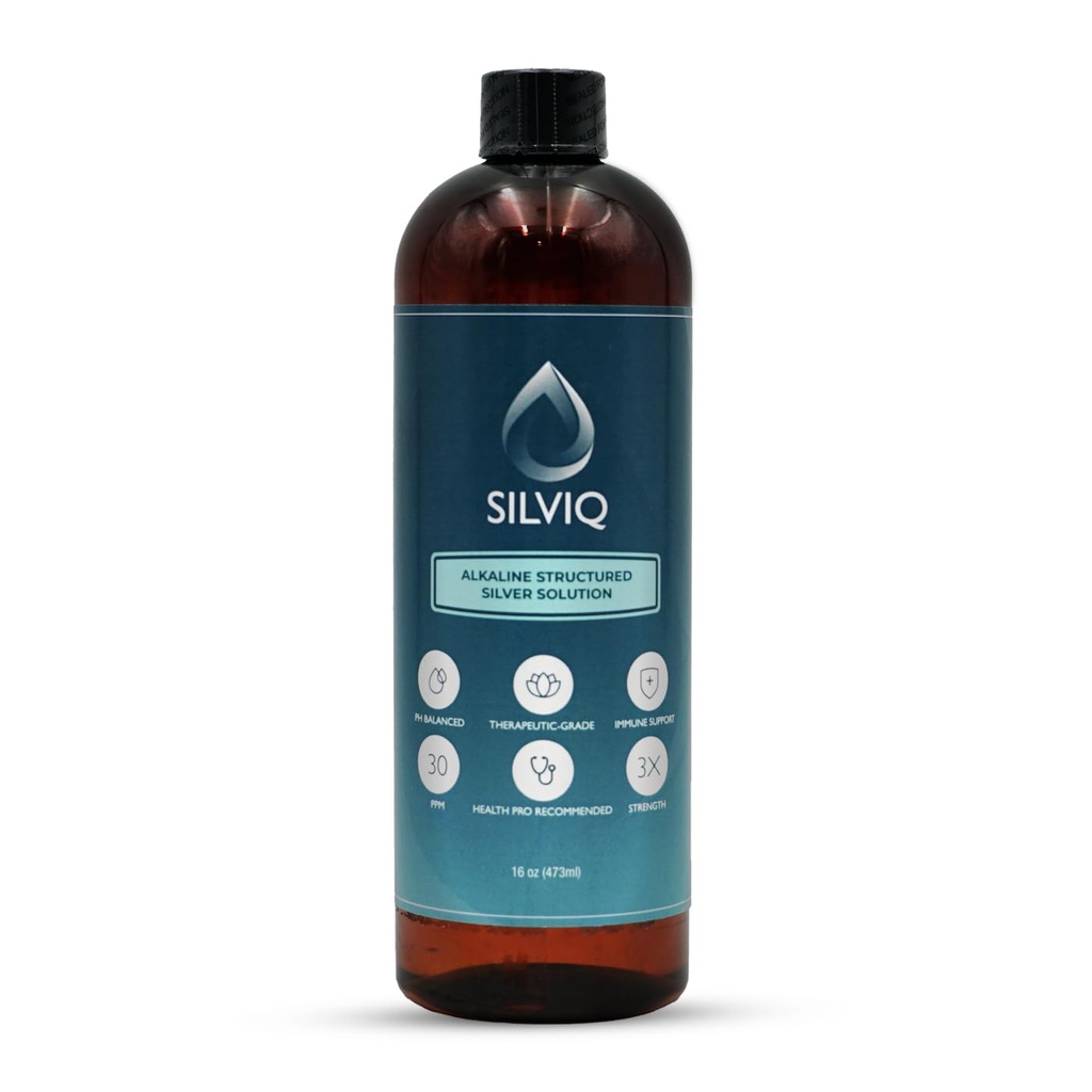 Strukturert sølv vann 30PPM - ph Balanced Alkalin struktur sølv flytende løsning Mineral Supplement for naturlig immunforsvar - forbedret velvære & gut helse - 16 Oz (437ml)