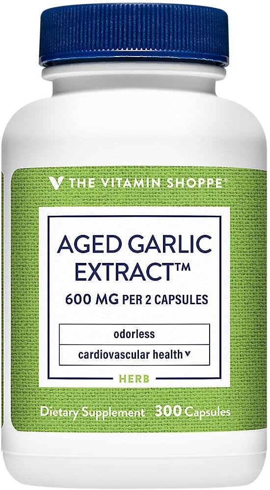 Vitamin Shoppe Odorless Aged Whitelic Extract - støtter kardiovaskulær helse - 600 MG (300 kapsler)