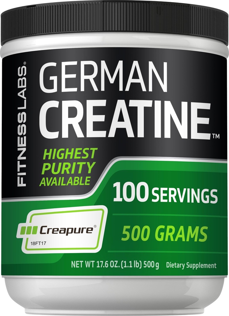 Fitness Labs Tysk Kreatin Monohydrat pulver | 500 gram | Creapure Fitness Supplement | for menn og kvinner | Unflavored | 100 serveringer