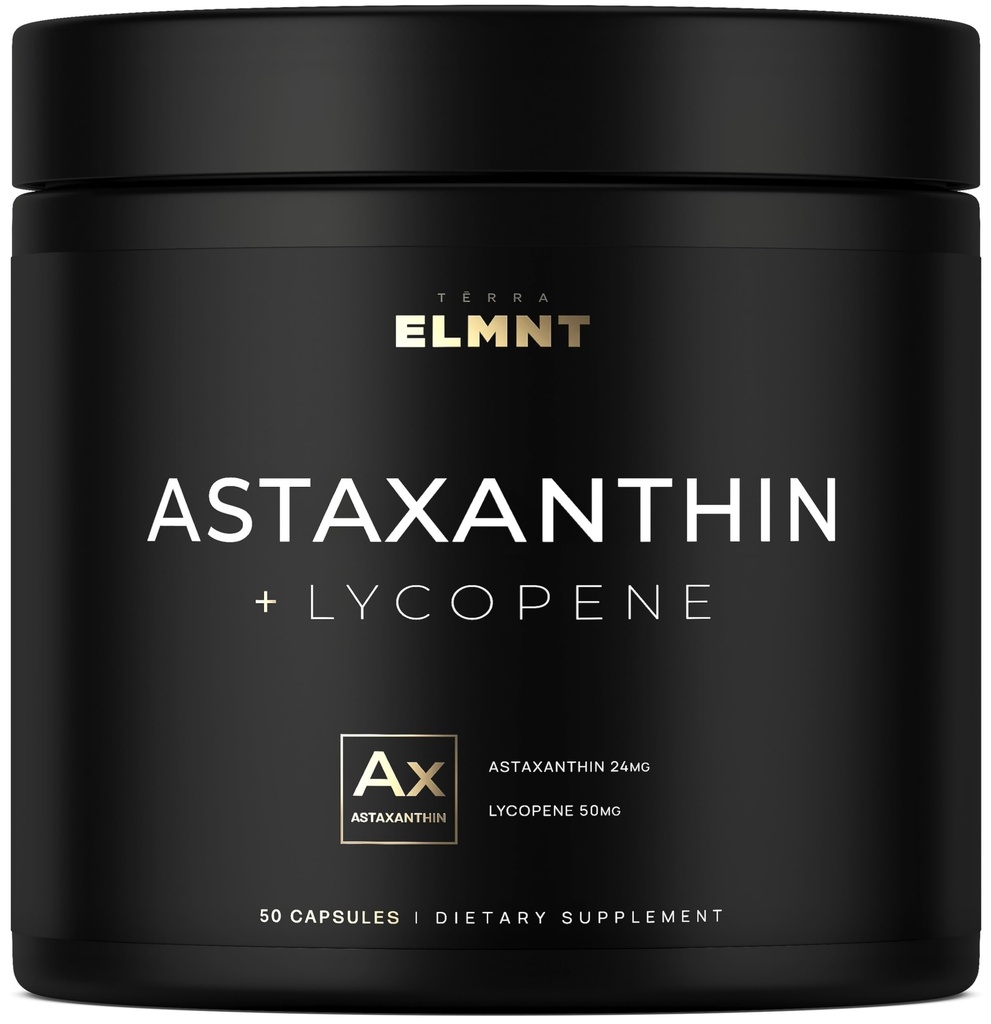 Astaxanthin 24mg + Lycopen 50mg klinisk styrke karotenoider Hud Supplement v. 100% naturlig fra MicroAlgae - beste Astaxanthin kosttilskudd for hud helse & grise - Astaxantina