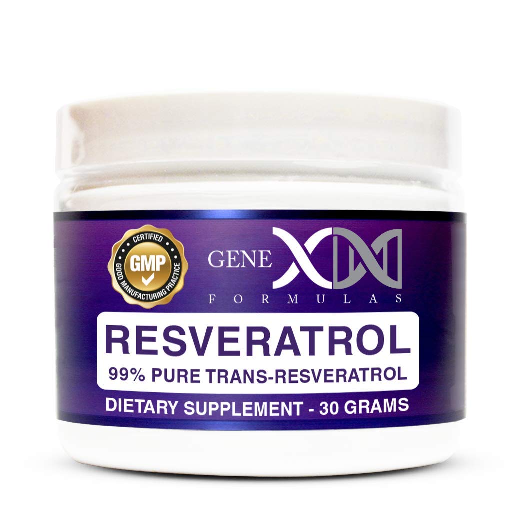 GENEX Trans Resveratrol 1000mg pulver servering 99% ren mikronisert farmasøytisk klasse | 30 serveringer / 30Grams | 1 Gram per dag 30-dagers forsyning laget i en GMP & NSF sertifisert anlegg