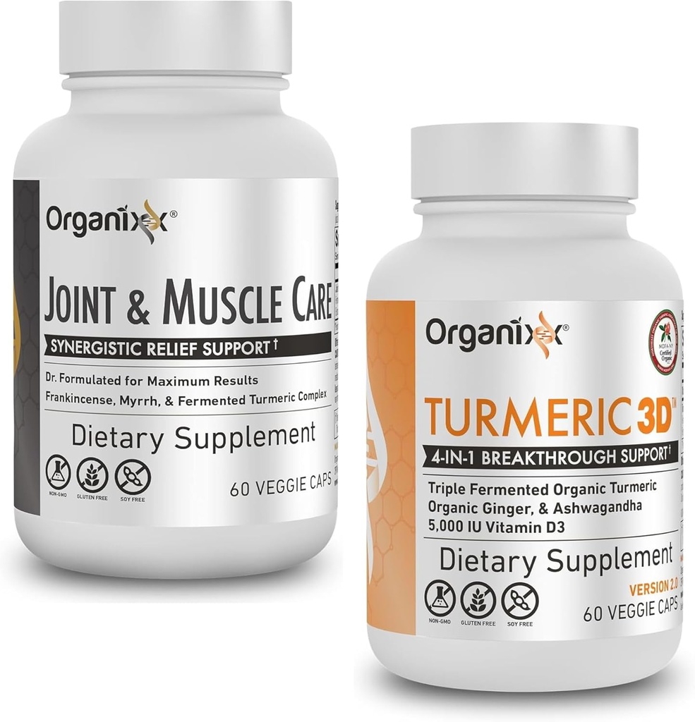 Organixx Turmeric Curcumin (60 vegetariske kapsler) & ledd og muskelpleie kapsler (60 greve)