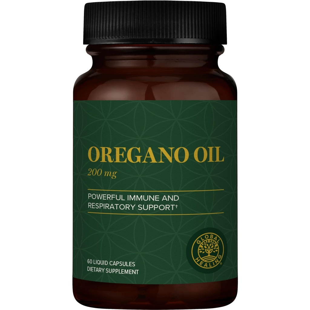 Global Healing Center - Oregano oljekapsler med organiske ingredienser og Cayenne Pepper Extract, Oregano kapsler for immunsystem støtte, pustende helse, fordøyelse, gass og gut velvære (60 greve)