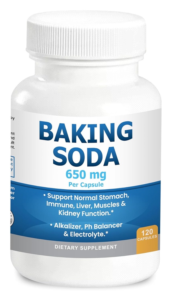 Bake Soda Capsules 650mg ren bake Soda aluminium gratis organisk bruk. Naturlig bake Soda 120 Caps