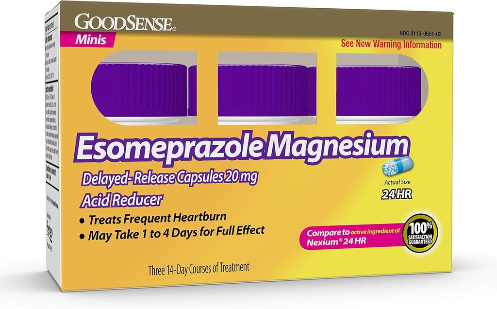 GoodSense Esomeprazol Magnesium forsinket minikapsler, 20 mg, syrereduser, 42 telling