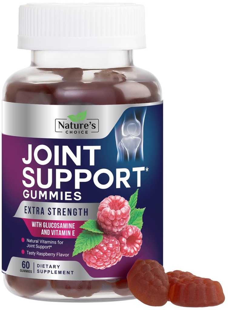 Joint Support Gummies Ekstra styrke Glukosamin Gummy Supplement med vitamin E - Naturlig Cartilage & Felles Helse & Fleksibilitet støtte, beste støtte Glukosamin Chew for menn og kvinner - 60 Gummies