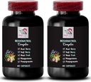 Berry Fordeler - RESVERATROL Complex - Naturlige ingredienser, Daglig støtte, Antioksidant Shield, Hydration Balance, ernæringsmessig støtte, Flavorful Energy, Acai Berry styrke 2 flasker 120 kapsler