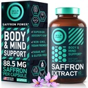Saffron Supplements for kvinner og menn - 88.5mg ren saffron ekstrakt - Antioksidant, øyehelse, energi støtte og Mood Booster - Vegan, laget i USA, 60 kapsler én gang daglig