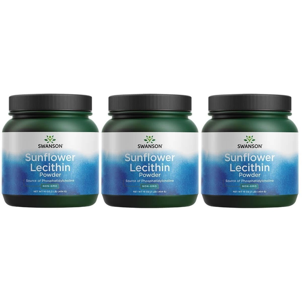 Swanson Sunflower Lecithin Hjerne Helse Nervesystem Støtte Non-GMO Soy-fri vegetarian 16 oz (1lb) 454 gram pulver (3 Pack)