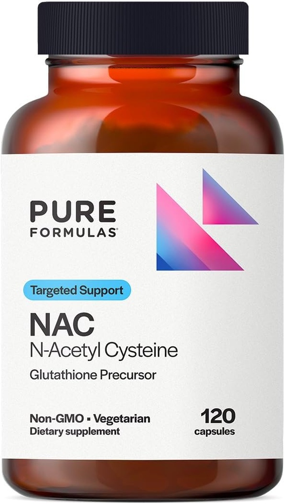 PureFormulas N-Acetyl-L-Cysteine - NAC Supplement Kapsler 900mg NAC, Antioksidant Glutathion Precursor - Detox + Workout Recovery, og immunstøtte - Ikke-GMO + Vegetarisk Supplement -120 Kapsler