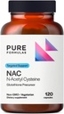 PureFormulas N-Acetyl-L-Cysteine - NAC Supplement Kapsler 900mg NAC, Antioksidant Glutathion Precursor - Detox + Workout Recovery, og immunstøtte - Ikke-GMO + Vegetarisk Supplement -120 Kapsler