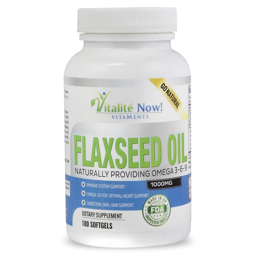 Organic Flaksfrø Olje Softgels - 1000 mg Premium, Jomfru Cold presset fra Flax frø - hår hud og negler støtte - Omega 3-6-9 Supplement - 100 telle - mer enn 3 måneders forsyning!