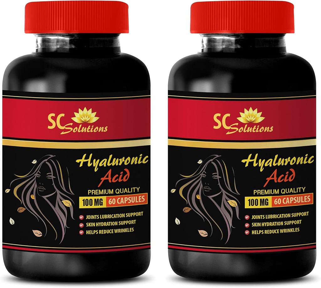 Antialging kapsler for ansikt - HYALURONIC Acid piller 100 mg - hyaluronsyre kosttilskudd for øynene - 2 flasker 120 kapsler