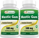 Best Naturals 2 Pack Mastic Gum Capsules 500 mg - 60 Count - (Non-GMO) (Gluten Free) - fremmer sunn mage og duodenal helse - (Totalt 120 Capsules)