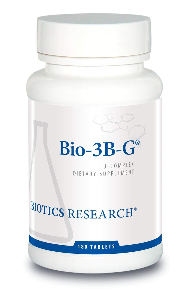 Biotikk forskning Bio-3B-G vitamin B kompleks, vitamin B kompleks kosttilskudd for stress, energi og adrenal helse Glutenfri Supplement 180 tabletter