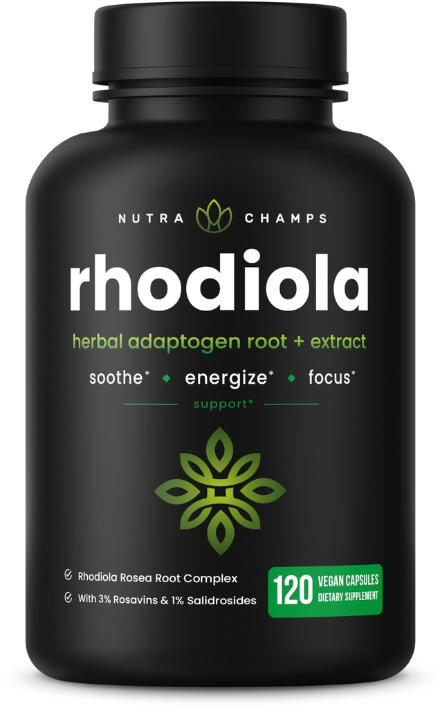 Rhodiola Rosea Supplement 600mg 120 Vegan Capsules | Rhodiola Rosea Extract for energi, stress relief, Mood og fokus | Adaptogen Root med Rosavin & Salidrosides | 300mg Piller av NutraChamps