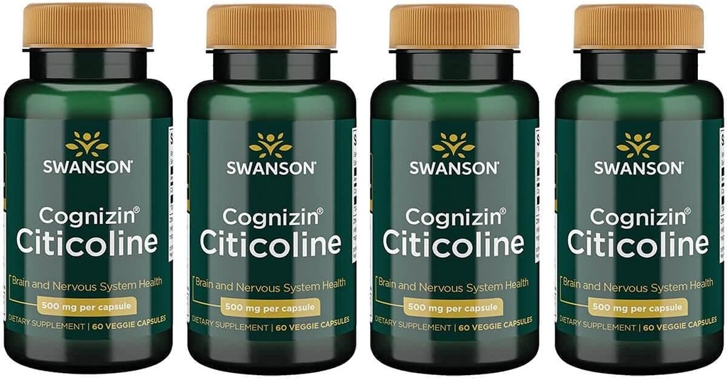 Swanson Cognizin Citicoline 1000 Milligrams 60 Veg Kapsler (4 Pakke)