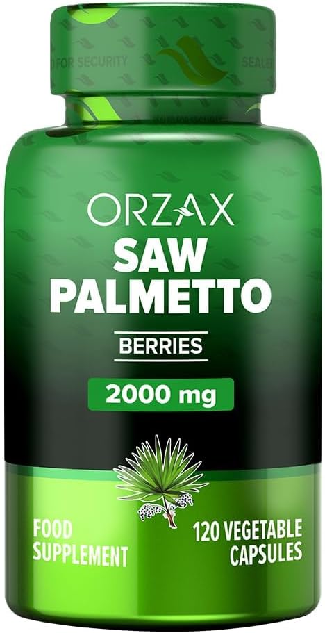 ORZAX Prostata Supplement med sag Palmetto Extract 2000 mg for menn - hår og urinstøtte - 120 Vegkapsler - (120-dagers forsyning)