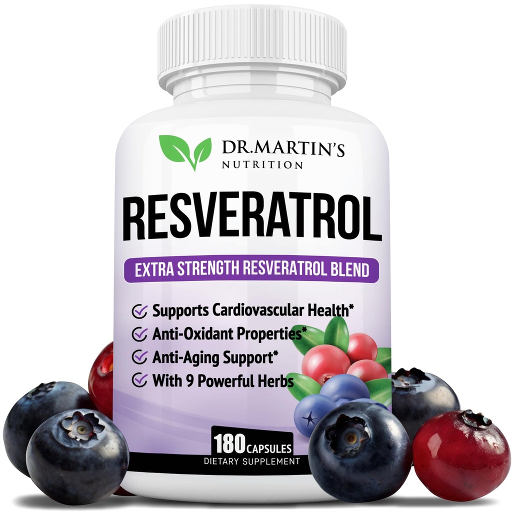 Extra styrke Resveratrol 1568mg - 180 kapsler - 3 måneders forsyning | Antioksidant Supplement | Naturlig trans-Resveratrol piller | for anti-aldring, hjerte helse, immunsystem & hjernefunksjon