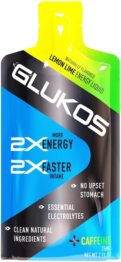Glukos Energy Gels For Runners 2oz Packets, Running Gels med elektrolyter, Tray of 12 Count