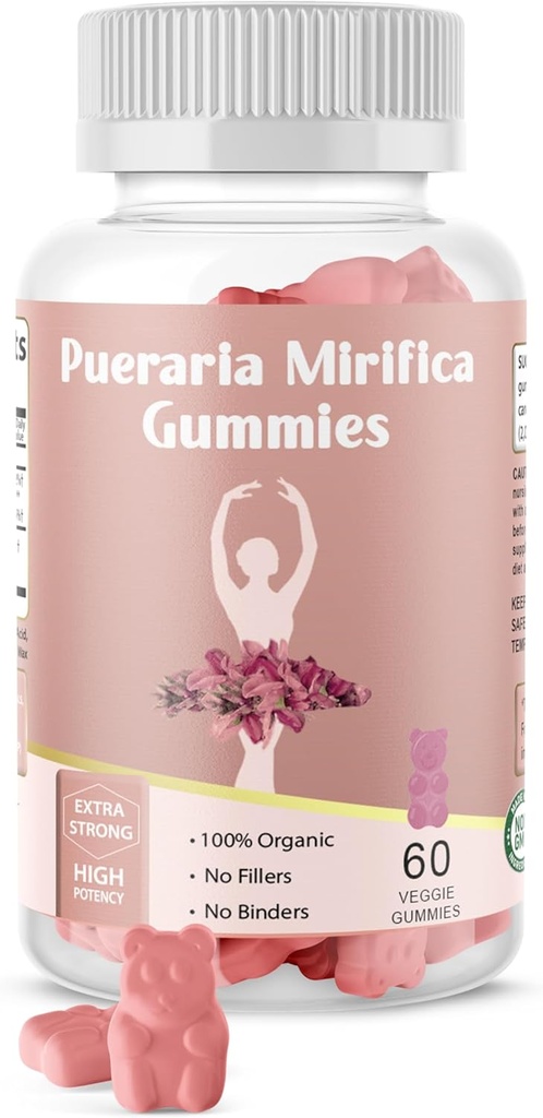 Pueraria Mirifica Gummy Organic Supplement - Pure Root 10:1 Konsentrert Ekstrakt 60 Veggie Gummies, Premium - for transgender. Kvinner, menn...