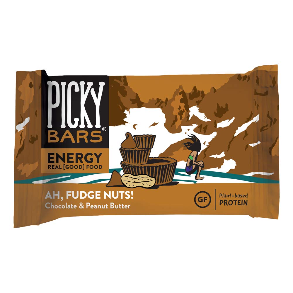 Picky Bars Real Food Energi Bars, Plantebasert protein, All-Naturlig, Glutenfri, Ikke-GMO, Non-Dairey, Ah, Fudge Nuts, Pakke med 10